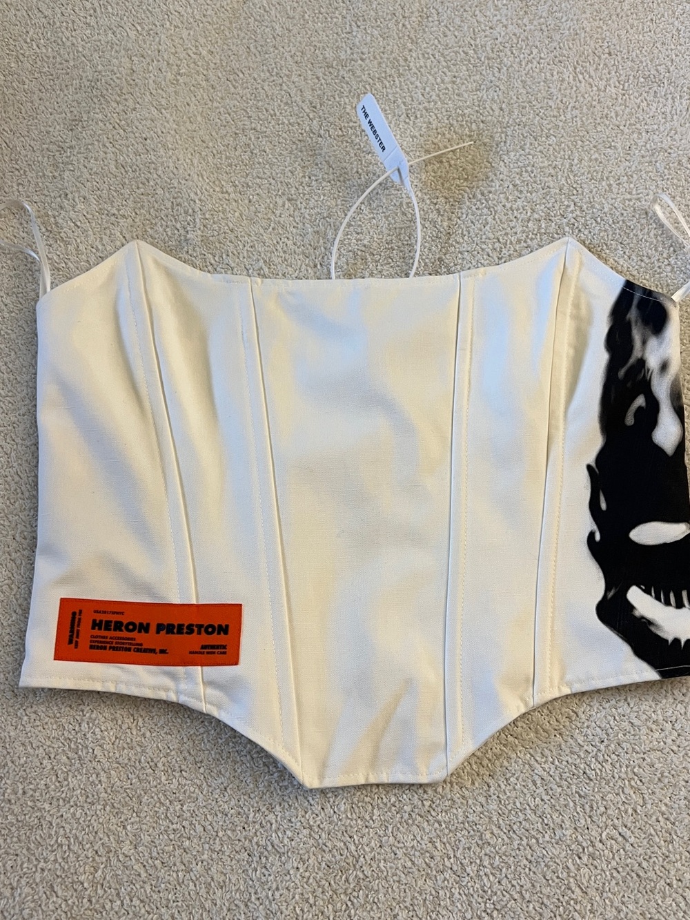 Heron Preston Flaming Skull Corset Top Off White IT